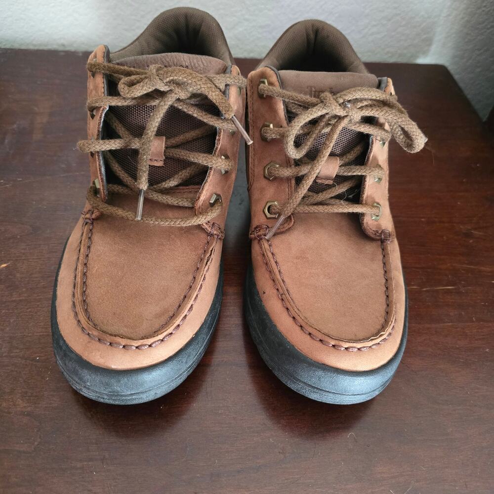 Timberland Big Boys Size 5.5 Earthkeepers Brown Leather Boots Hiking Outdoor - Picture 1 of 8